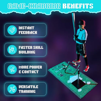 Attack Mat - Premium Batting Mat for Baseball & Softball Practice, Baseball Hitting Mat with Optimal Contact Point, Tee, and Foot Placement Placement Guide. Ideal for Hitting Instructors. - style: Attack Mat Black