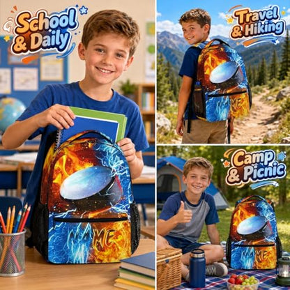 Kids Backpack for Boys Custom Hockey Schoolbag for Kindergarten Elementary Primary, Durable School Supplies - color: Grey