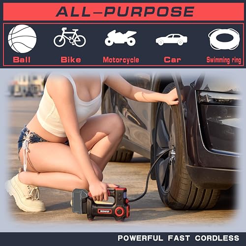 IRONFIST Tire Inflator Compatible with MILWAUKEE M18 Battery, Portable Air Compressor with Warning Light & Start Protection for Cars, Motorcycle, Bicycles, Balls (BATTERY NOT INCLUDED)