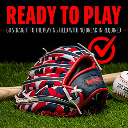 Franklin Sports Kids-Baseball Gloves - RTP Child's Tball Glove - Boys + Girls Teeball Mitt Set - Kids + Toddler - Right or Left Hand Throw - 9.5" - color: Navy/Red