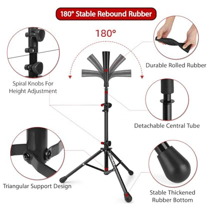 Batting Tee,Baseball Tee,Softball Tee, for Kids,Teens,Adults Baseball Hitting Practicing. Include 2 Pcs Replaceable Rubber Ball Seat and Carrying Bag.Adjustable Height - color: black