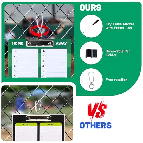 Baseball Dry Erase Coaches Clipboard, Baseball Dry Erase Coaching Board Double-Sided Baseball White Board for Coaches Writable and Erasable Baseball Clipboard Dry Erase Baseball Lineup Board - style: Baseball