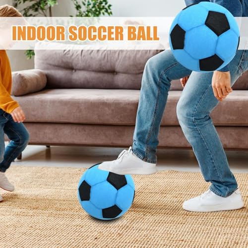 Inflatable Soft Football, Simulation Soccer Ball, 9.84 Inches Beach Toy with Leakproof, Elastic PVC Spheres, Indoor Play Toy with Bounce Design, Blow Up Football for Outdoor Use - color: Velvet Blue