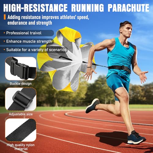 MUROZA Agility Ladder, Agility Speed Training Equipment Set, 20ft Speed Ladder, 12 Soccer Cones, 4 Hurdles, Jump Rope, Running Parachute, Soccer Football Basketball Training Equipment Accessories - color: Yellow