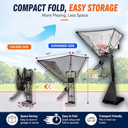 GAILEX Basketball Return System, Automatic Ball Return Net, 180° Rotating Chute, Quick Fold & Fast Storage, Roll & Go Design,Portable Basketball Training Equipment