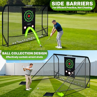 Golf Practice Hitting Net for Driving Real Balls - 10x7ft Heavy Duty Golf Nets for Backyard with Hitting Target Indoor & Outdoor Driving Range Practice, Portable with Carry Bag