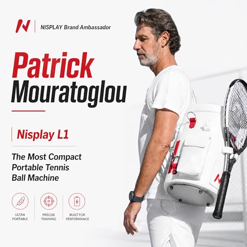 L1 Tennis Ball Machine, Ultra Light 6KG Backpack Design, Dual Control via APP & Remote, up to 50 Balls Capacity, 2–3 Hours Battery Life,Adjustable Speeds & Oscillating - color: white