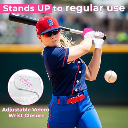 AIGEVTURE Baseball Bating Gloves Adult Youth Baseball Softball Batting Gloves Adult Kids Boys Girls - color: Pink, size: Adult Medium