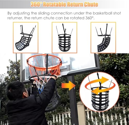 Shootaround Basketball Hoop Return Attachment, Basketball Net Catcher Ball Return for Shooting Practice, Portable Hanging Basketball Training Equipment
