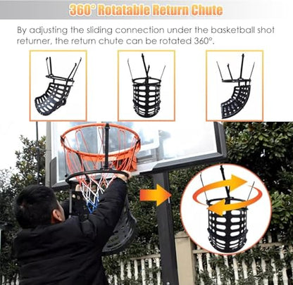 Shootaround Basketball Hoop Return Attachment, Basketball Net Catcher Ball Return for Shooting Practice, Portable Hanging Basketball Training Equipment