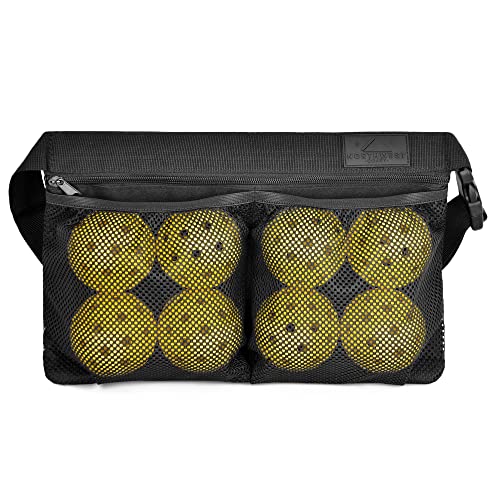 Pickleball Ball Holder Band with Hooks - Adjustable Waist Pouch Bag with Mesh - Hold Up to 8 Pickle or Tennis Balls - style: Large - 8 Ball
