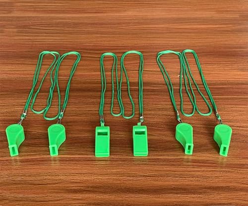 20 Pcs Plastic Loud Whistles with Lanyard for Referee Coaches Basketball Football Sports Training Game Event Lifeguard Survival Emergency Fun School Kids Tool Set Suppliers - color: Green
