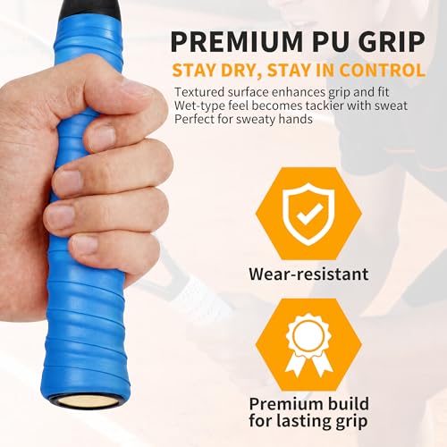 2 Pcs Tennis Racket Grip Tape, Dry Tennis Overgrip Tape, Anti-Slip Absorbent Grip, Racket Overgrip Tape - color: Blue, size: Textured-43.3"x1"x0.03"