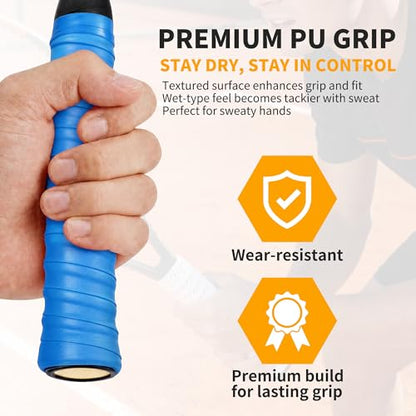 2 Pcs Tennis Racket Grip Tape, Dry Tennis Overgrip Tape, Anti-Slip Absorbent Grip, Racket Overgrip Tape - color: Blue, size: Textured-43.3"x1"x0.03"