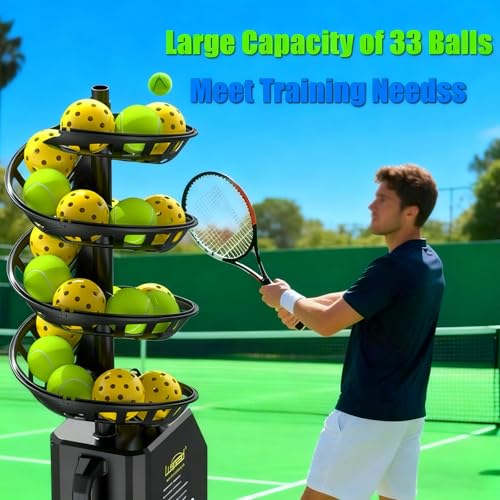 Portable Pickleball Machine - Remote Control, Adjustable Angle, 33 Balls, 5200mAh Battery, Distance Control, Beginner-Friendly Training Aid, Perfect for Skill Development