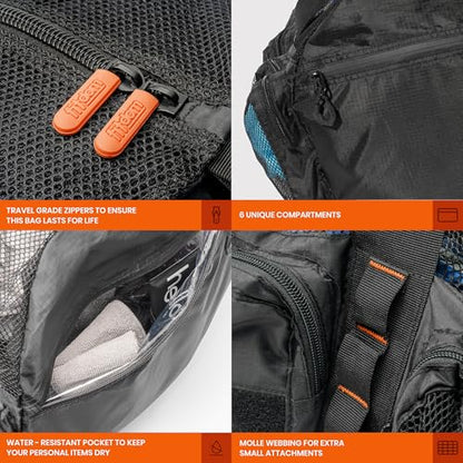 Fitdom 90L Large Mesh Duffle Bag for Scuba Dive or Snorkel Equipment. Best for Water Sports & Beach Activities like Swimming, Diving & Snorkeling. Perfect for Travel, Storage Swim Gym Gears & Balls