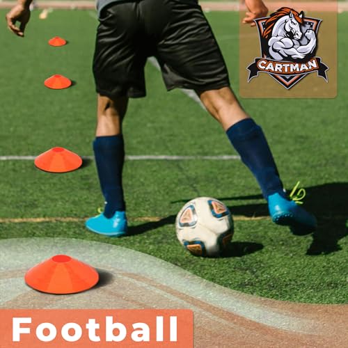 CARTMAN Plastic Training Cones (Set of 12/24 Pack 9" or 12/24 Pack 7" or 12/24 Pack Disc Cone) Agility Soccer Cones, Indoor Outdoor and Festive Events Field Marker Agility Cones