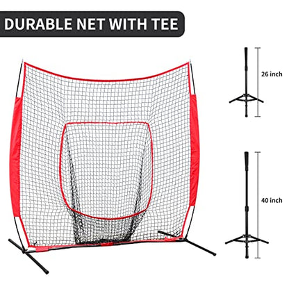 Hikeen Baseball Tees - Batting Tee with Portable Tripod Stand for Softball Hitting Training, Includes Carrying Bag - style: net and tee