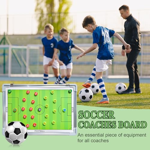 VolksRose Soccer Coaching Board, Soccer Tactics Board with Magnets and Marker Pen, Magnetic Soccer Coach Board, Soccer Dry Erase Whiteboard Coaches Clipboard, Coach Training Equipment Coach Gift