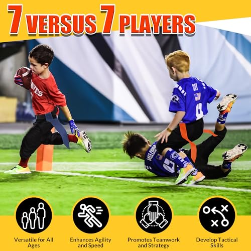 Flag Football Belts, Flags for Flag Football Set 14 Player, Flag Football for Kids Adults and Youth Training Equipment - color: Blue and Orange