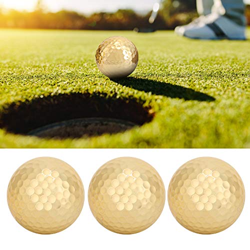 Golden Golf Balls, Pack of 4, Portable Double Layer Gold Plating, Professional Practice Balls for Golfers, Lovers, Beginners