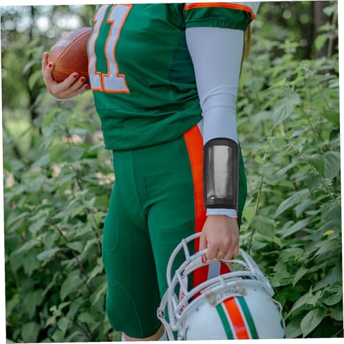 ULTECHNOVO Football Wristbands Tactical Quarterback Sleeve Black Medium, Training Wristband for Tackle with Playbook Card Holder, Outdoor Sports Wrist Cover for Youth Football Gear