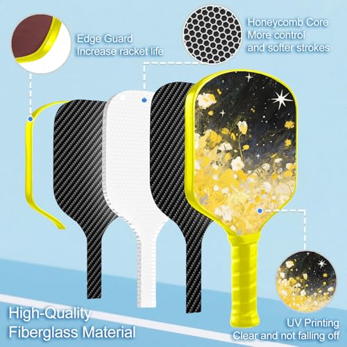 Custom Pickleball Paddles with Photo Text Logo, Personalized Pickleball Paddles with Comfort Grip, Personalized Gifts for Beginners, Lover, Boyfriend, Men (Only One Paddle) - color: yellow