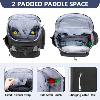 GOBUROS Pickleball Paddle Bag Backpack for 4 Rackets with Fence Hook, Pickleball Equipment Bag with Shoe Compartment for Men Women, Bag Only