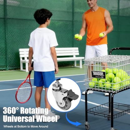 Training Ball Pickup Basket Holds 350 Balls Large Capacity Wheeled Tennis Ball Hopper for Tennis/Pickleball/Baseball/Softball