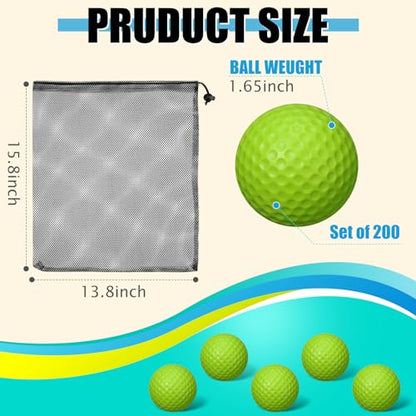 200 Pcs Foam Golf Practice Balls Bulk Realistic Feel Limited Flight Training Balls Soft for Outdoor Swing Indoor Backyard Training