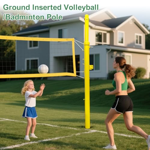 Volleyball Net System Indoor&Outdoor Use,Professional Volleyball Nets Pole,Heavy Duty Volleyball/Badminton Net and Poles Heights Adjustable,for Adults Kids Use School Backyard Stadium