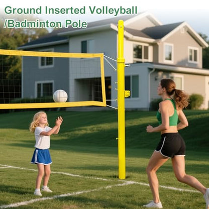 Volleyball Net System Indoor&Outdoor Use,Professional Volleyball Nets Pole,Heavy Duty Volleyball/Badminton Net and Poles Heights Adjustable,for Adults Kids Use School Backyard Stadium