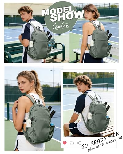 SEAFEW Green Latge Pickleball Sling Bag for Men and Women, Lightweight Pickleball Crossbody Backpack with Skin-Soft Fabric & Water Bottle Holder, - color: Green-large