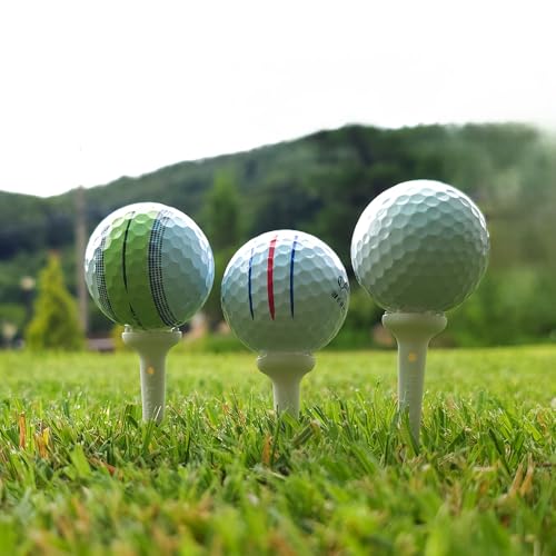 BIRDIE79 Big Easy White Golf Tee Set – 0.75" Big Head 3.25" Adjustable Height Tees, Reinforced Break-Resistant Construction, 6-Prong Low-Friction Design, Silicone Stoppers (12 Tees + 12 Stoppers).