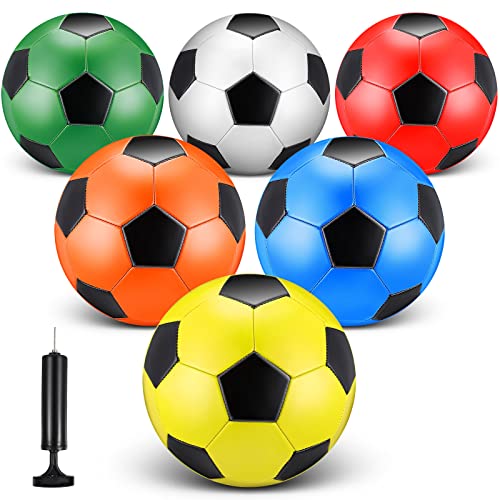 Deekin 6 Pcs Soccer Ball Bulk with Pump Size 5/4/3 Soccer Ball for Indoor Outdoor Sport Practice Competition Sport Training Accessories for Youth Adults - size: Size 5, style: Colorful