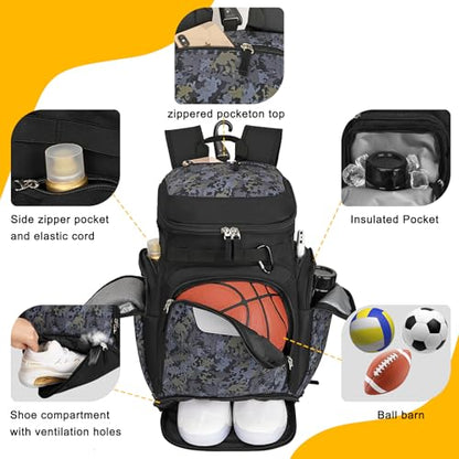 Goloni Basketball Backpack,Large Sports Bag with Ball Compartment & Shoe Compartment, Best for Basketball, Soccer, Volleyball,Gym, Travel