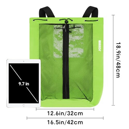WANDF Swim Bag Mesh Drawstring Backpack Beach Backpack for Swimming, Gym, and Workout Gear - color: Fluorescence Green