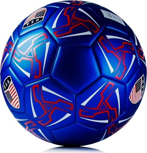 Western Star Soccer Ball USA - Official Match Grade Soccer Balls - Youth & Adult - Attractive and Durable Design - Performance - color: Navy Blue, size: 4