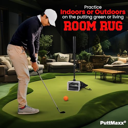 Golf Putting Trainer and Ball Retriever with Target Cup, Telescopic Handle, Ball Collection Bag, Practice Putting and Chipping Aid for Home and Green