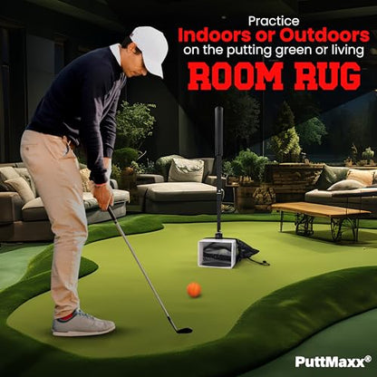 Golf Putting Trainer and Ball Retriever with Target Cup, Telescopic Handle, Ball Collection Bag, Practice Putting and Chipping Aid for Home and Green