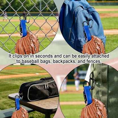 Baseball Glove & Gear Hanger Clip, Adjustable Baseball Glove Loop Holder Bag Attachment Accessories Parts Strap D-Ring Hooks for Fence Players & Drying Sports Equipment - color: blue