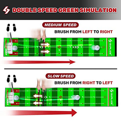 SAPLIZE Golf Putting Mat, Visible Trajectory Tracing, Multiple Training Modes, with Putting Alignment Mirror and Adjustable Green Slopes, Putting Green Matt for Indoors and Outdoors