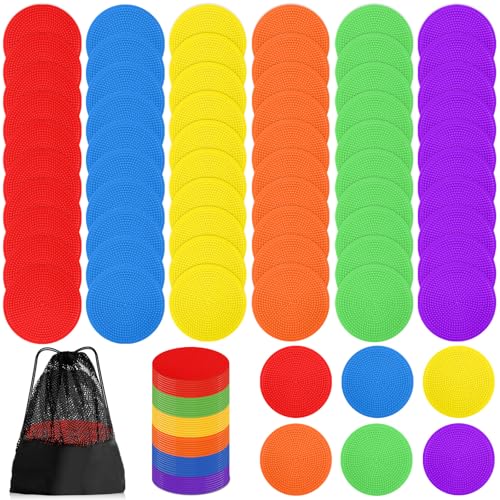 Poly Spot Markers 4inch Poly Spots for Gym Floor, 24/36/60 Pcs Flat Cones Non-Slip Rubber Floor Dots Agility Markers for Soccer Basketball Sports Speed Training, Dance, Classroom Activities - style: 60 pcs