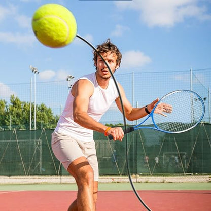 Tennis Ball Training Baseboard, Trainer Rebounder Round Rectangular Ball with Practice Elastic Strings Rope, Multifunction Tennis Practice Rebounder for Beginner Adult Home