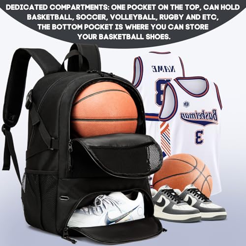Basketball Bag Backpack, Large Capacity Sports Equipment Bags for Basketball, Soccer, and Volleyball. - color: black