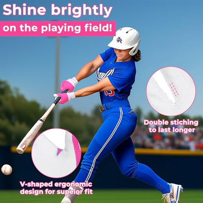 AIGEVTURE Baseball Bating Gloves Adult Youth Baseball Softball Batting Gloves Adult Kids Boys Girls - color: Pink, size: Adult Medium