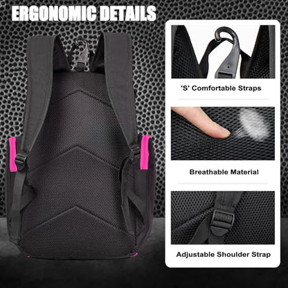 LARIPOP Basketball Backpack with Ball & Ventilated Shoe Compartment Insulated Pockets for Men Youth Training - color: Rose Red
