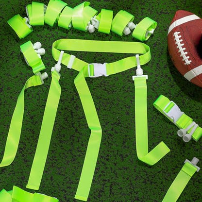 Peryiter 2/12/24/36 Player Flag Football Belt, Adjustable Football Belts and Flags for Kids Youth Adult Sport Team Training - color: Fluorescent Green