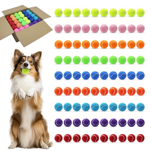 Magicorange Dog Balls, Tennis Balls for Dogs,Colorful Easy Catching Pet Playing Ball (Multicolor, 90 Pack) - color: Multicolor, size: 90 Pack