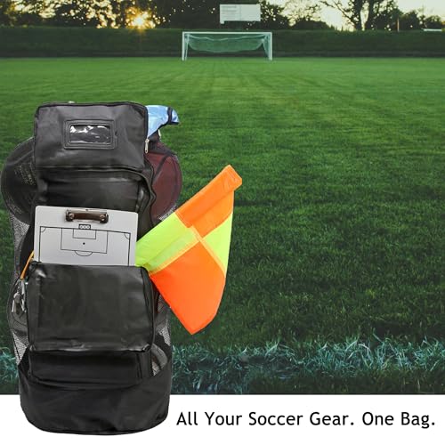 Heavy Duty Soccer Mesh Equipment Ball Bag, Holds 16-18 Balls, 36L Capacity, 600D Polyester Durable Sports Gear Bag with Adjustable Padded Shoulder Straps